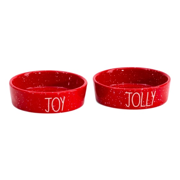 🐾NIB/Rae Dunn Holiday pet bowl set. JOLLY & JOY 4” bowls for cats/small dogs - Picture 3 of 7